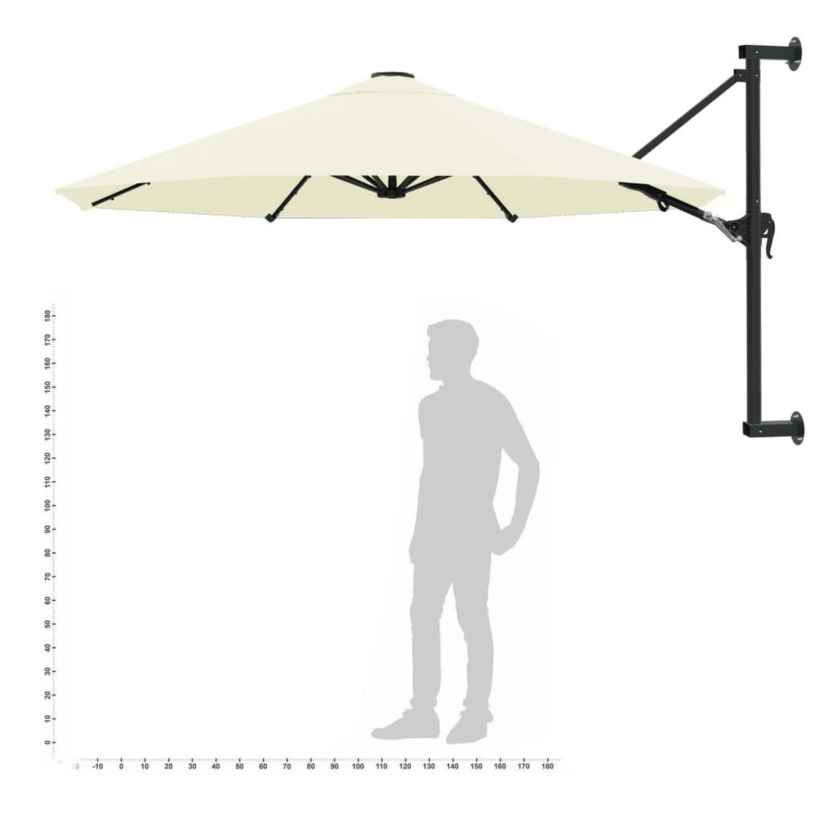 SONNENSCHIRM Zur Wandmontage Mit Metall-Mast 300 Cm Sandweiss - Beige, Textil (300/300cm) - vidaXL