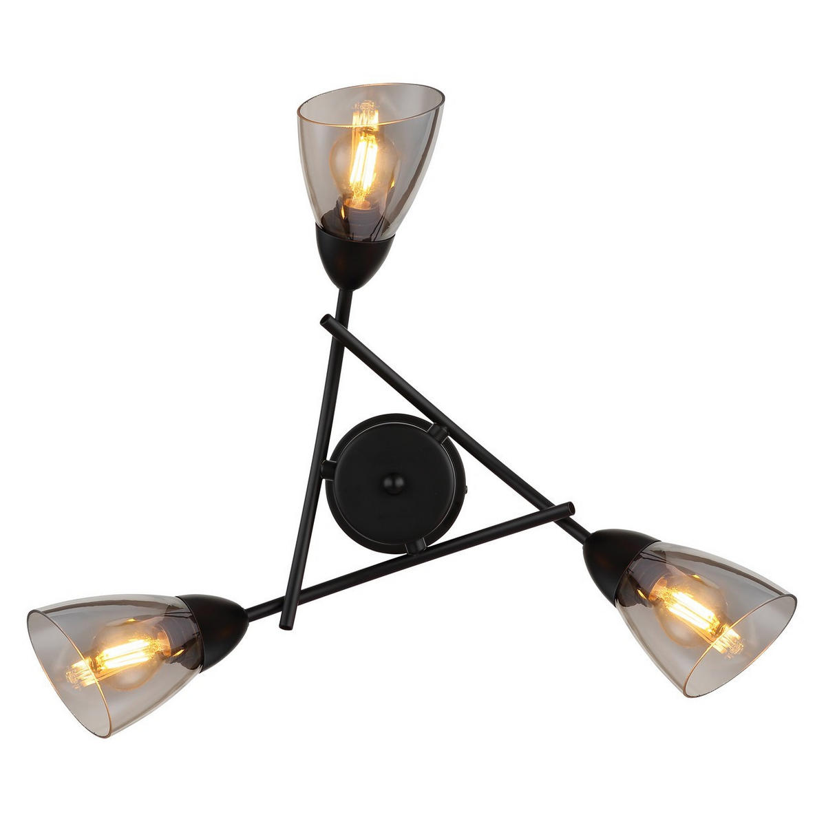 DECKENLEUCHTE PAULA Metall, Schwarz matt, 3x E14 - Schwarz, Glas (52/52/24cm) - Nowa
