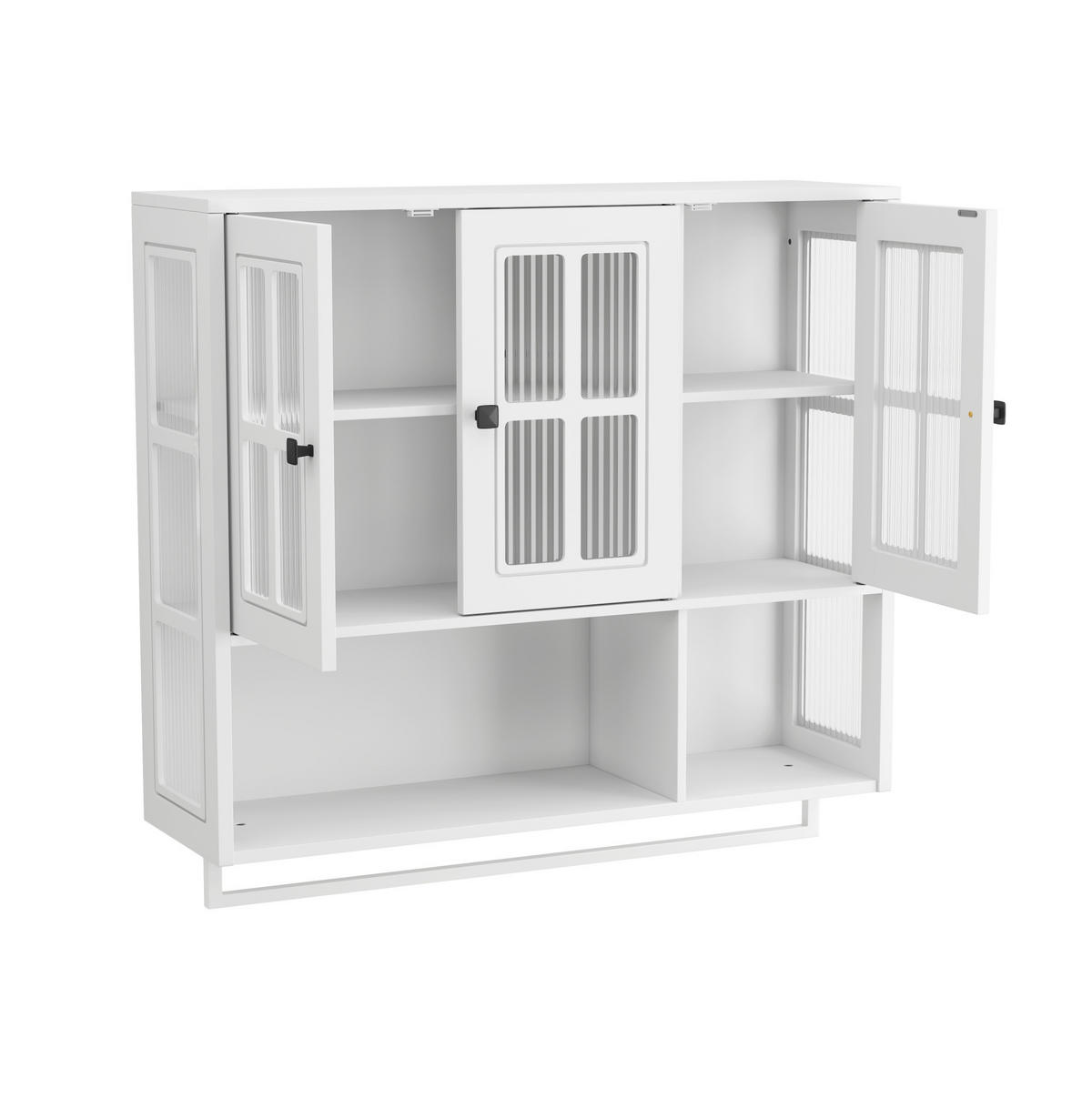 KÜCHENOBERSCHRANK 88/26/82,5 cm aus MDF und Glas mit Handtuchhalter Weiß - Weiß, Holzwerkstoff (88/82.5/26cm) - Modenvie