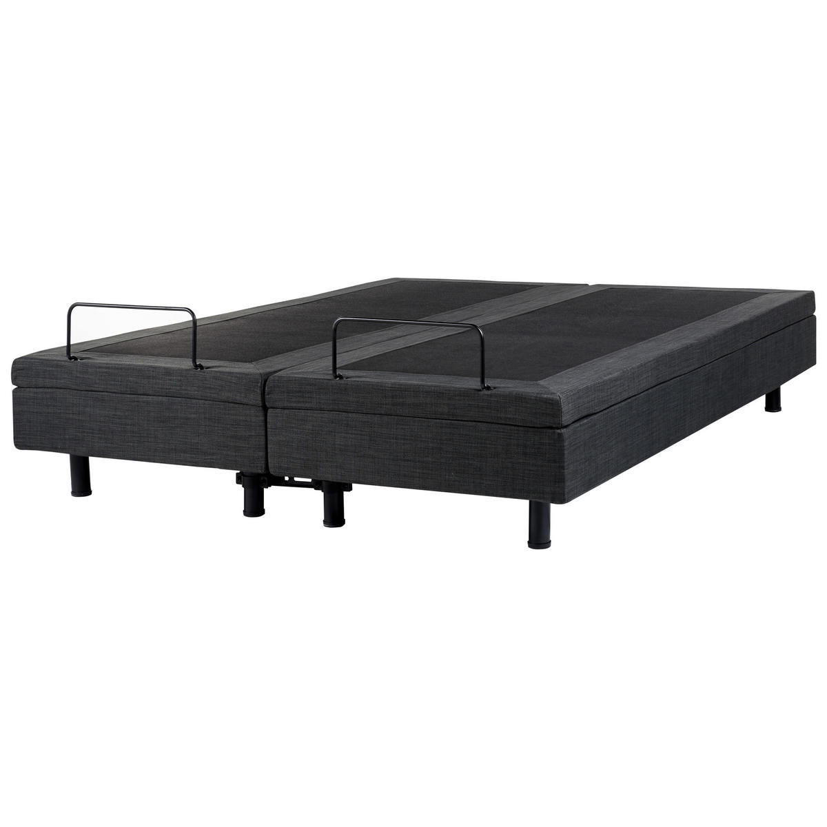 POLSTERBETT Verstellbar 160/200 cm Dunkelgrau Duke - Dunkelgrau/Schwarz, Textil (160/200cm) - Beliani