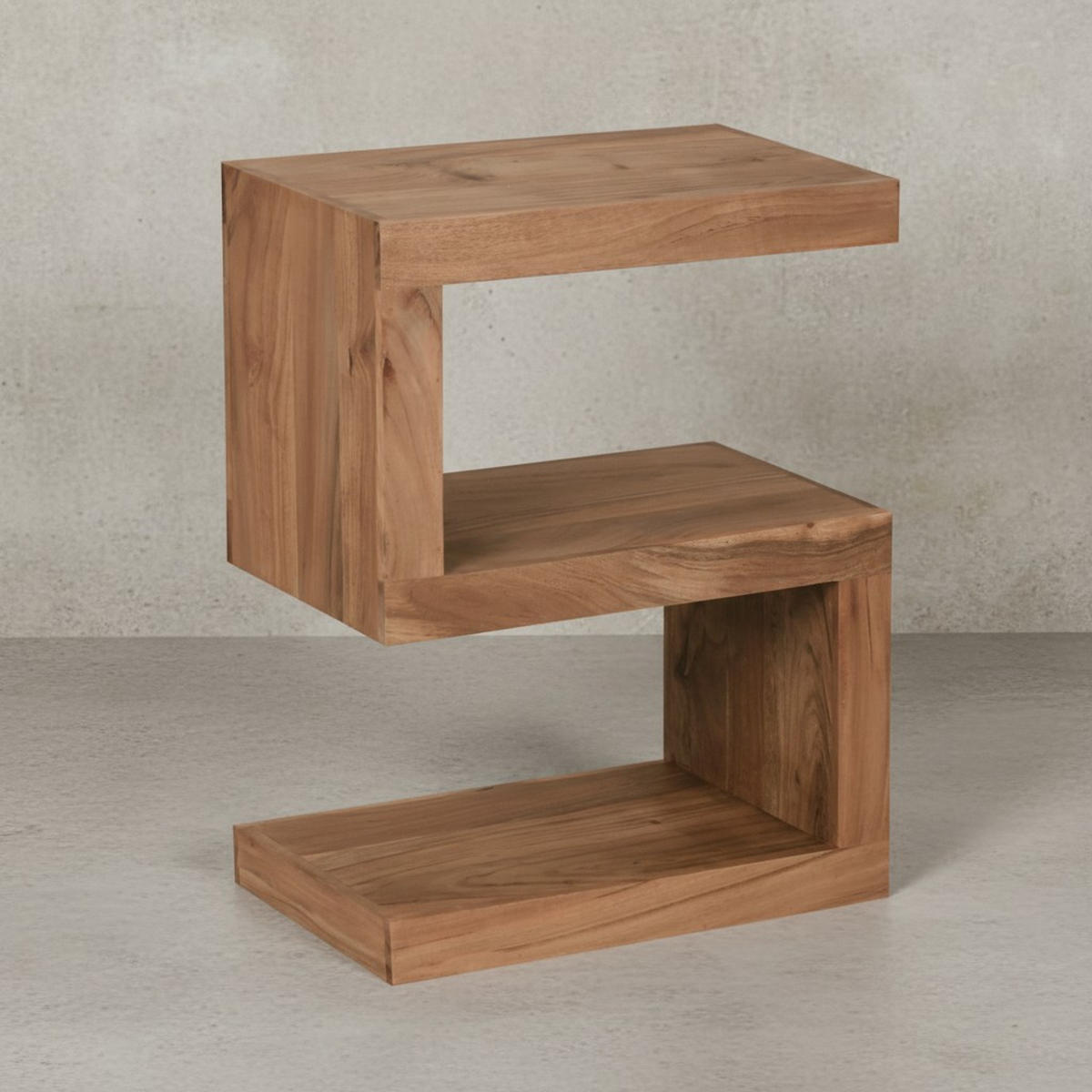 BEISTELLTISCH Massivholz S-Form Handgefertigt, Beige 44x30x60 cm - Beige, Holz (30/44/60cm) - KADIMA DESIGN