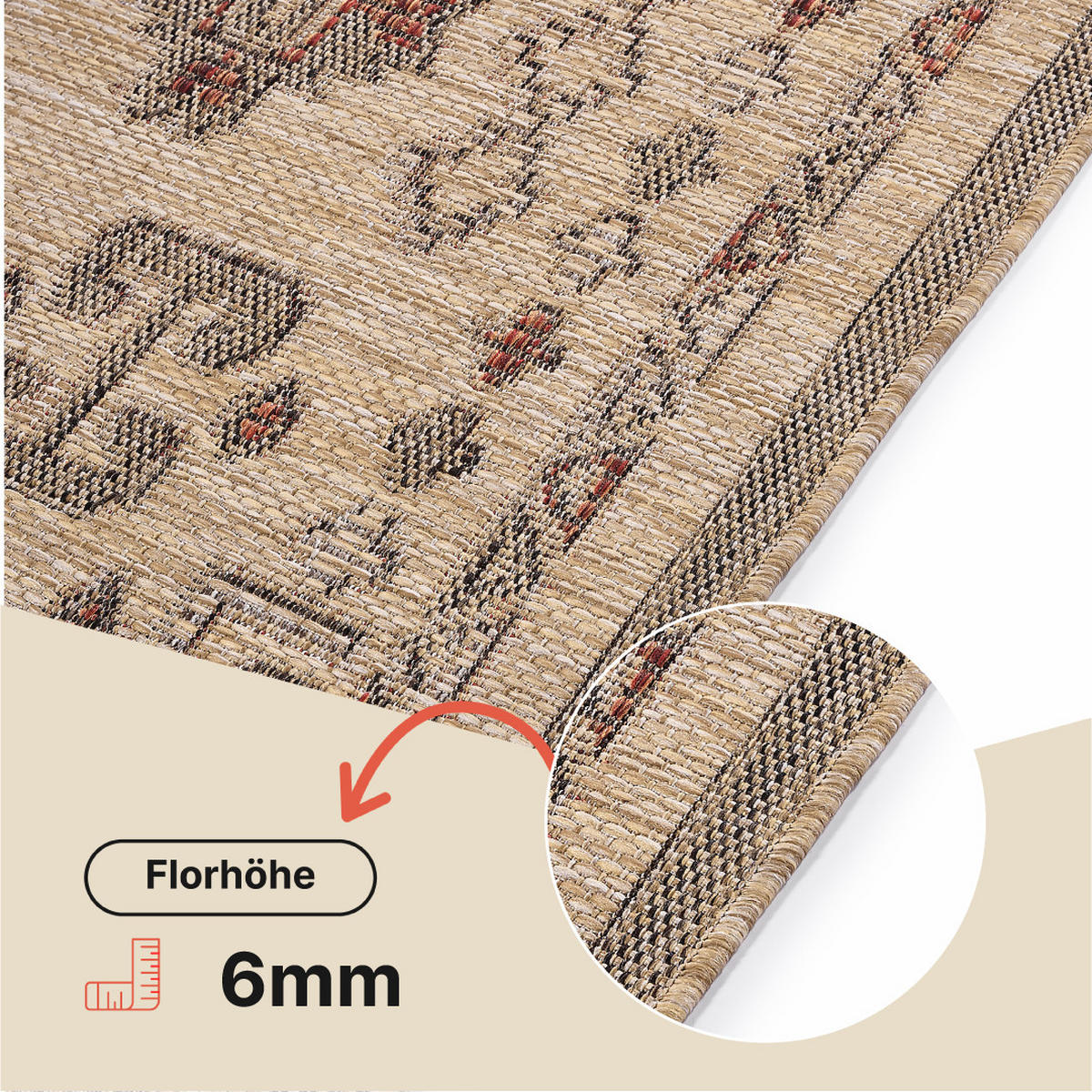 TEPPICH YUCANA Beige Outdoor Flachgewebe 120/170 cm - Beige, Textil (120/170cm) - Tapiso