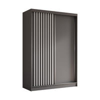 KLEIDERSCHRANK mit furnierten Schiebetüren und Aluminium-Leisten, LED-Beleuchtung - LABELO - 150 cm Grau+Grau+Weiß - Weiß/Grau, Holzwerkstoff (150/216/61cm) - ALTDECOR