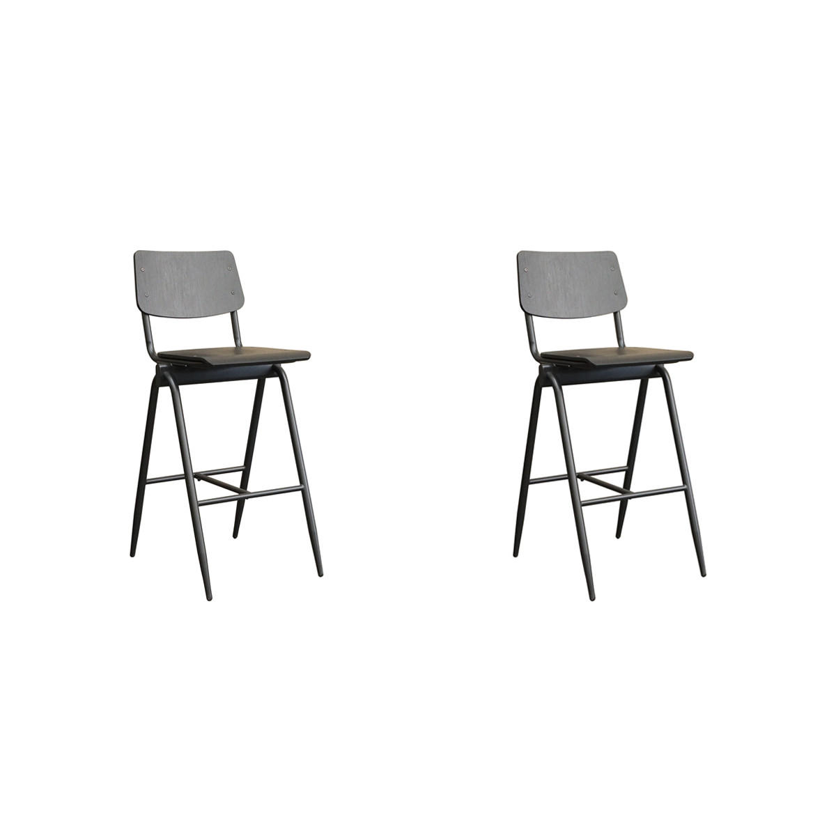 BARHOCKER Massiv Schwarz 58/49/109 cm 2er-Set - Schwarz, Holz (49/109/58cm) - LABEL51