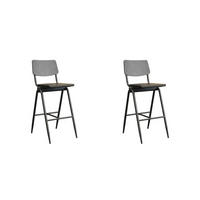 BARHOCKER Massiv Schwarz 58/49/109 cm 2er-Set - Schwarz, Holz (49/109/58cm) - LABEL51