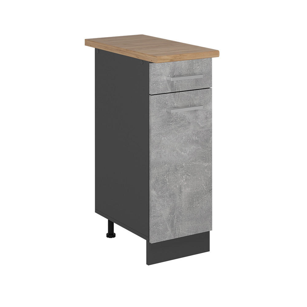 KÜCHENUNTERSCHRANK R-Line Beton 30 cm , AP Eiche - Schieferfarben/Anthrazit, Holzwerkstoff (30/81.6/60cm) - Vicco