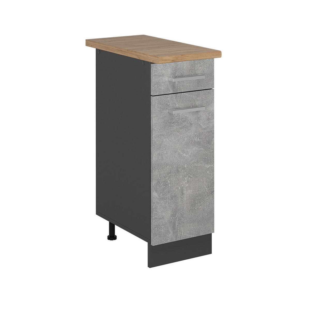KÜCHENUNTERSCHRANK R-Line Beton 30 cm , AP Eiche - Schieferfarben/Anthrazit, Holzwerkstoff (30/81.6/60cm) - Vicco