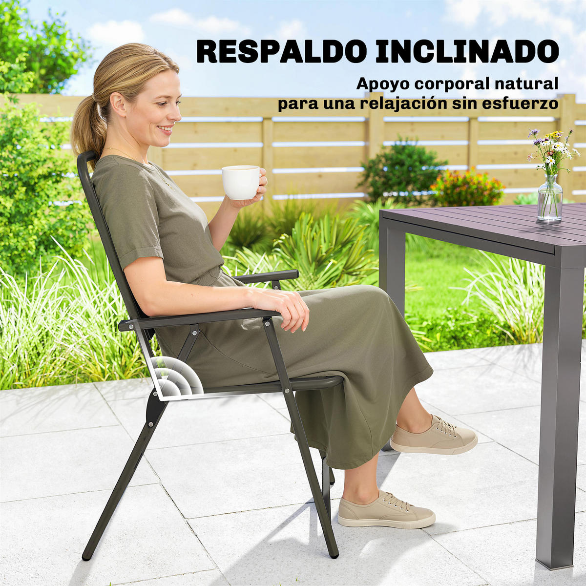 KLAPPSESSEL Braun 4 Stück - Braun, Metall (55/93/63cm) - GiPP