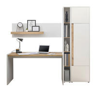 SCHREIBTISCHKOMBINATION 3-teilig weiß matt, Eiche Wotan, Büromöbel Set mit viel Stauraum und 5 Ordnerhöhen - Eichefarben/Silberfarben, Holzwerkstoff/Kunststoff (62/213/200cm) - Furn.Design