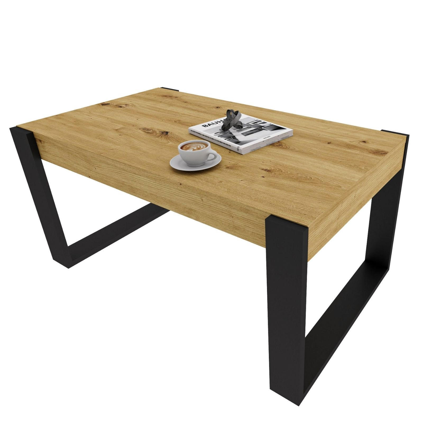 COUCHTISCH Karo II 92/44/54 - Schwarz/Eiche Artisan, Holzwerkstoff (54/92/44cm) - RAUMHIRSCH FURNITURE