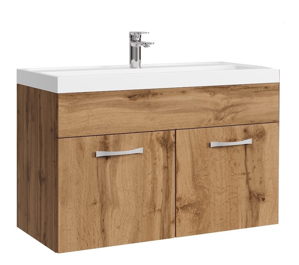 BADMÖBEL-SET Paso 2 Teile Eiche - 80 x 35 x 55 cm - Eichefarben, Holz (80/55/40cm) - Badplaats