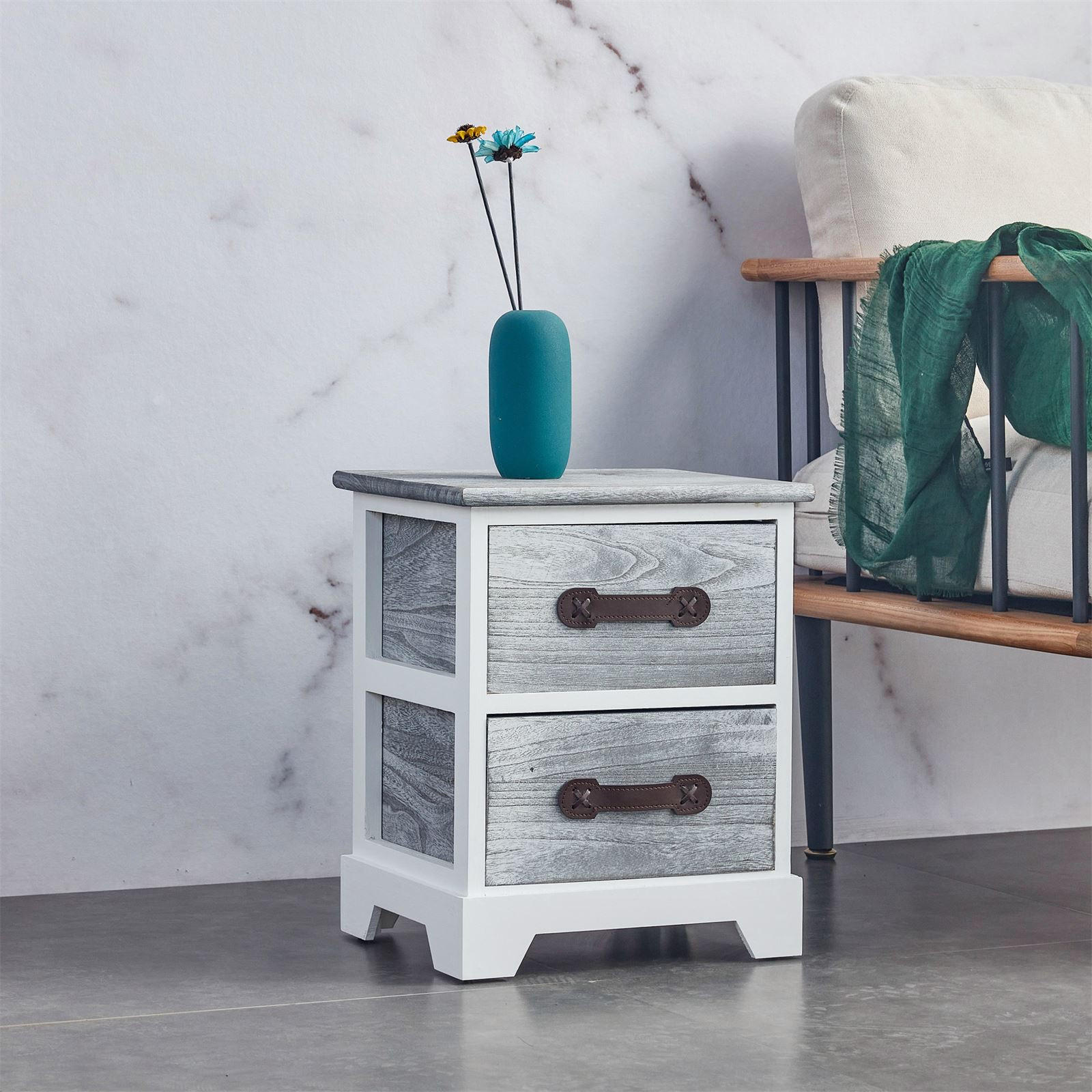 NACHTTISCH SALERNO - Weiß, Holz (35/41/27cm) - CARO-Möbel