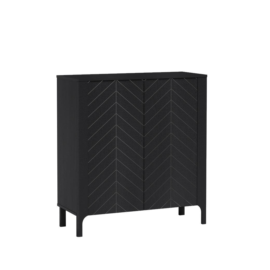 KOMMODE Lumi Schwarz, zweitürige Kommode - Schwarz, Holzwerkstoff (103/95/41cm) - Bettso