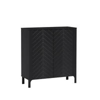 KOMMODE Lumi Schwarz, zweitürige Kommode - Schwarz, Holzwerkstoff (103/95/41cm) - Bettso