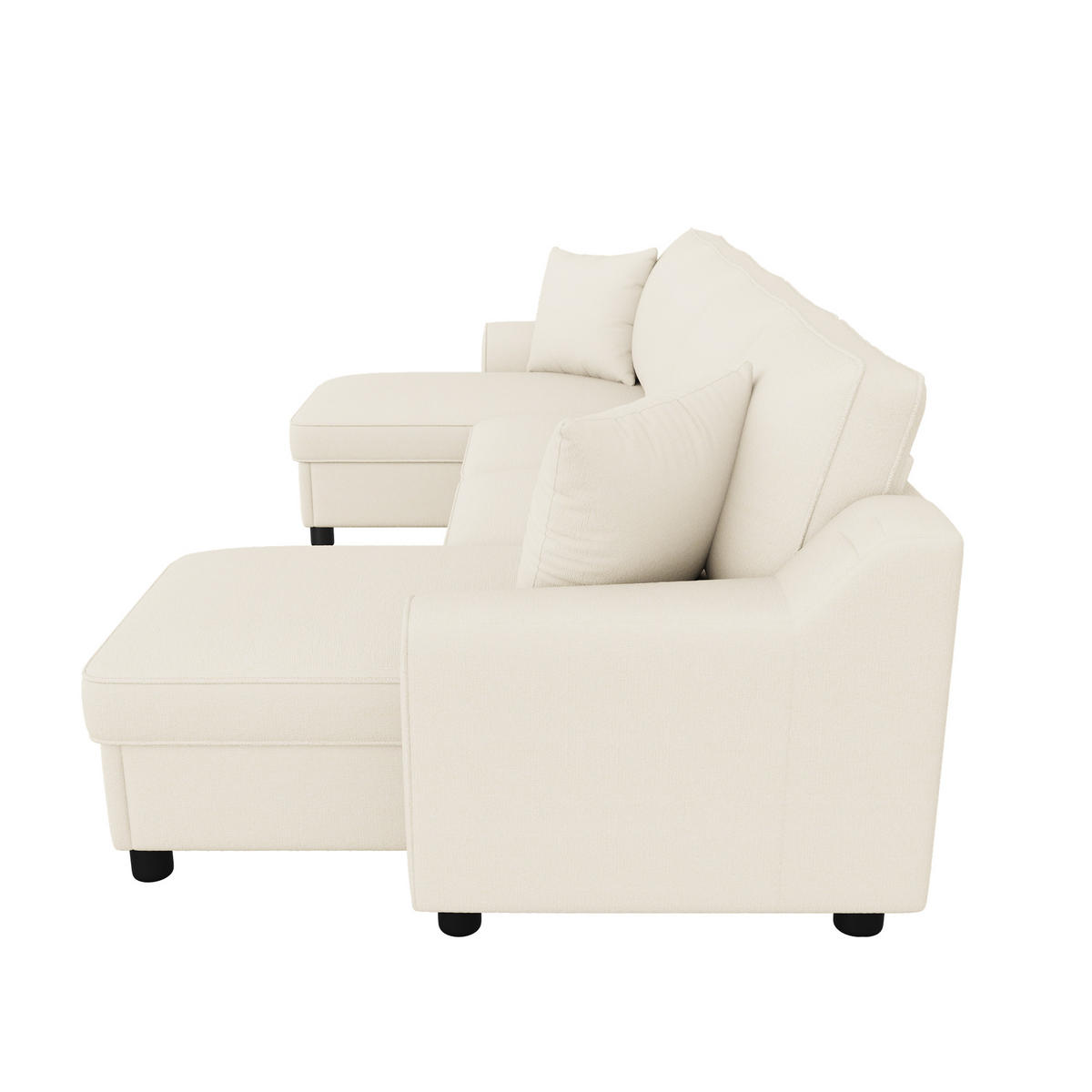 ECKSOFA U-Form 280/137/84 cm Beige mit 2 Chaiselongues als Ecksofa und aufklappbarem Stauraum - Beige, Textil (137/84/280cm) - Oxeza