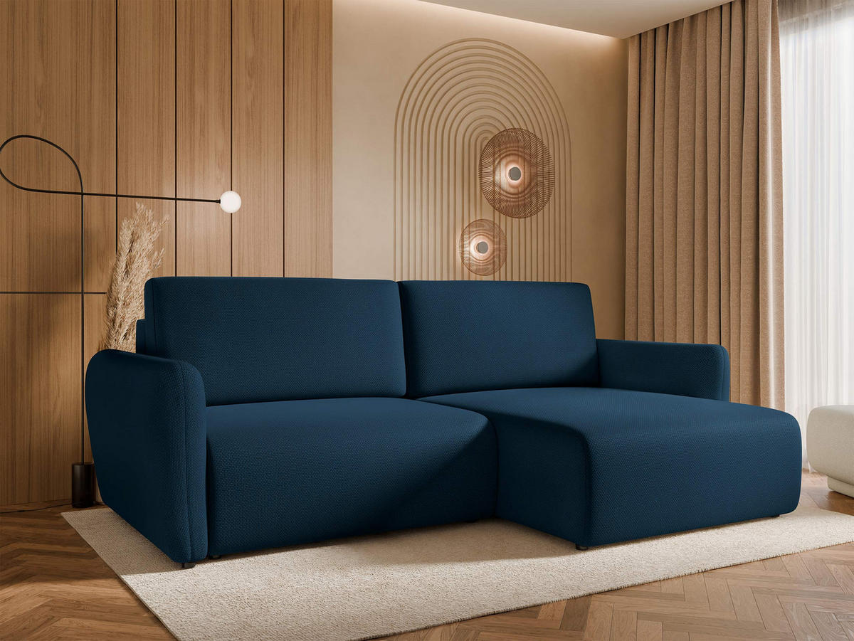 ECKSOFA Goya Slim - Blau/Schwarz, Holz/Kunststoff (234/140cm) - MIRJAN24