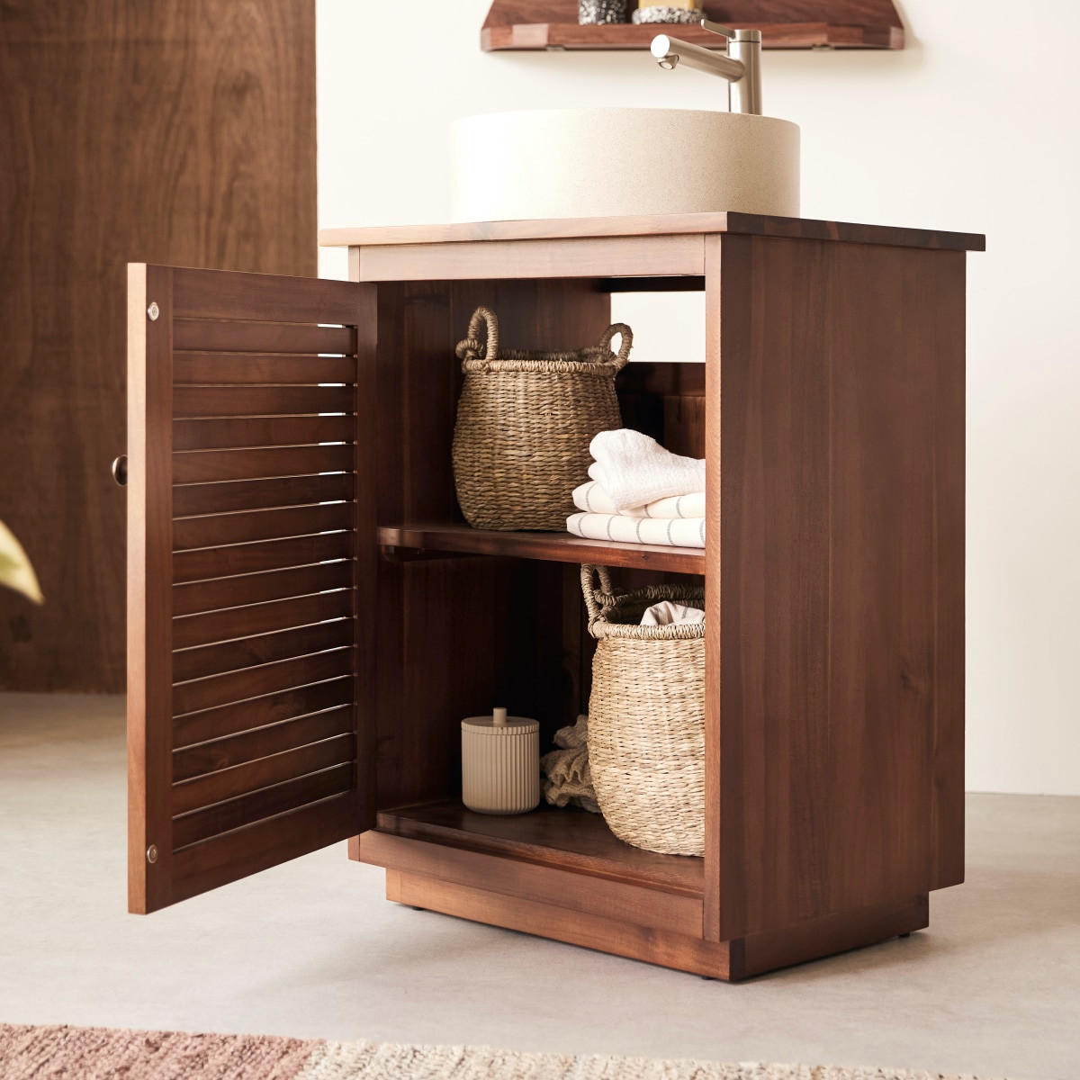 WASCHTISCHUNTERSCHRANK Loggia Natur aus Akazie - Naturfarben, Holz (60/78/45cm) - Tikamoon
