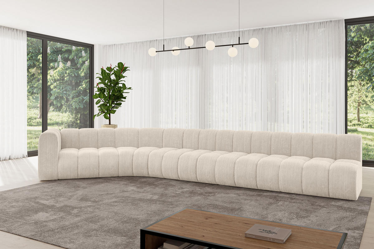 ECKSOFA modulares Sofa Karex-L3 - 490x194x70 cm Beige - Beige, Holzwerkstoff/Textil (490/194cm) - ALTDECOR