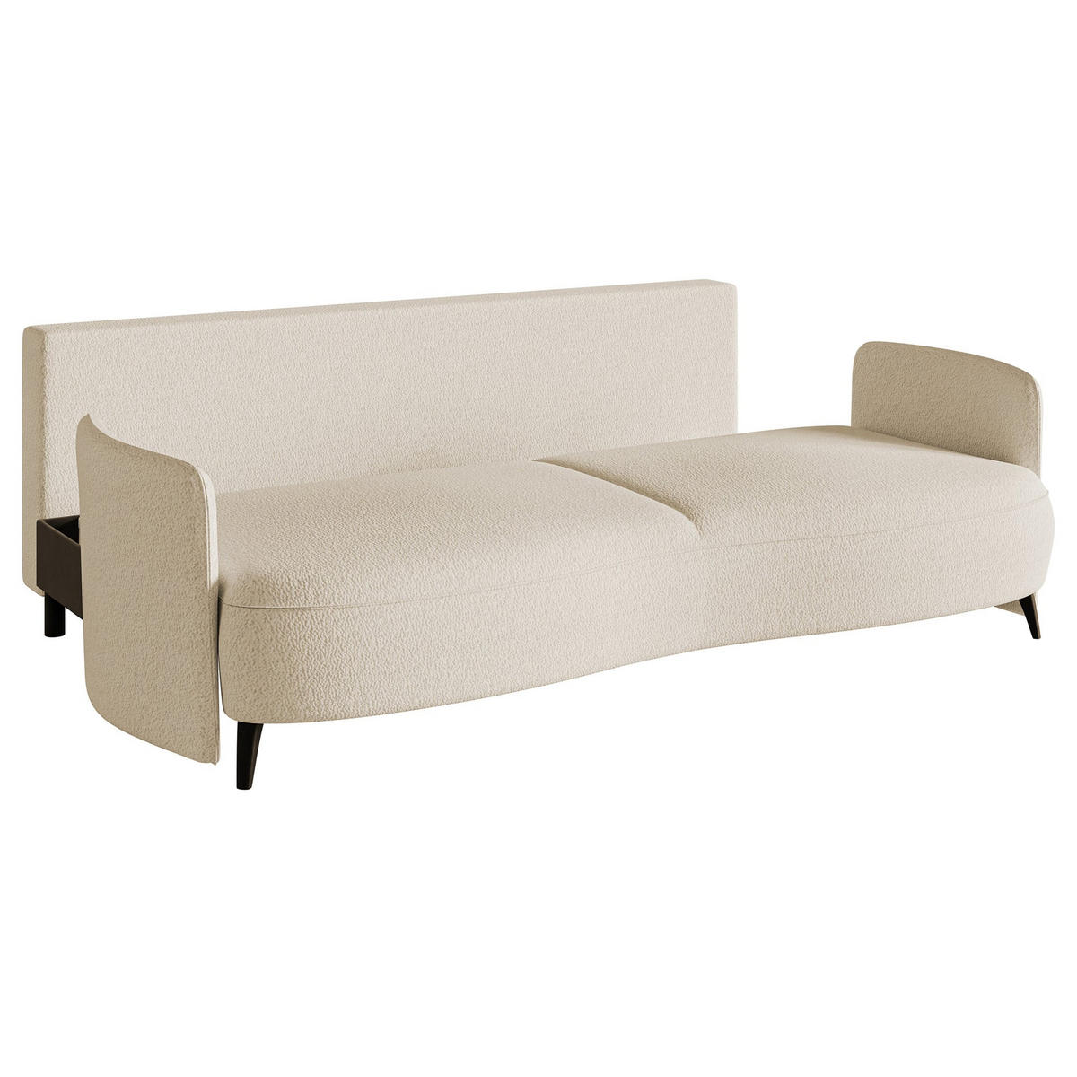 POHOVKA Raviolo světle béžová, s potahem bouclé - černá/ecru, textil/plast (230/95/103cm) - Selsey