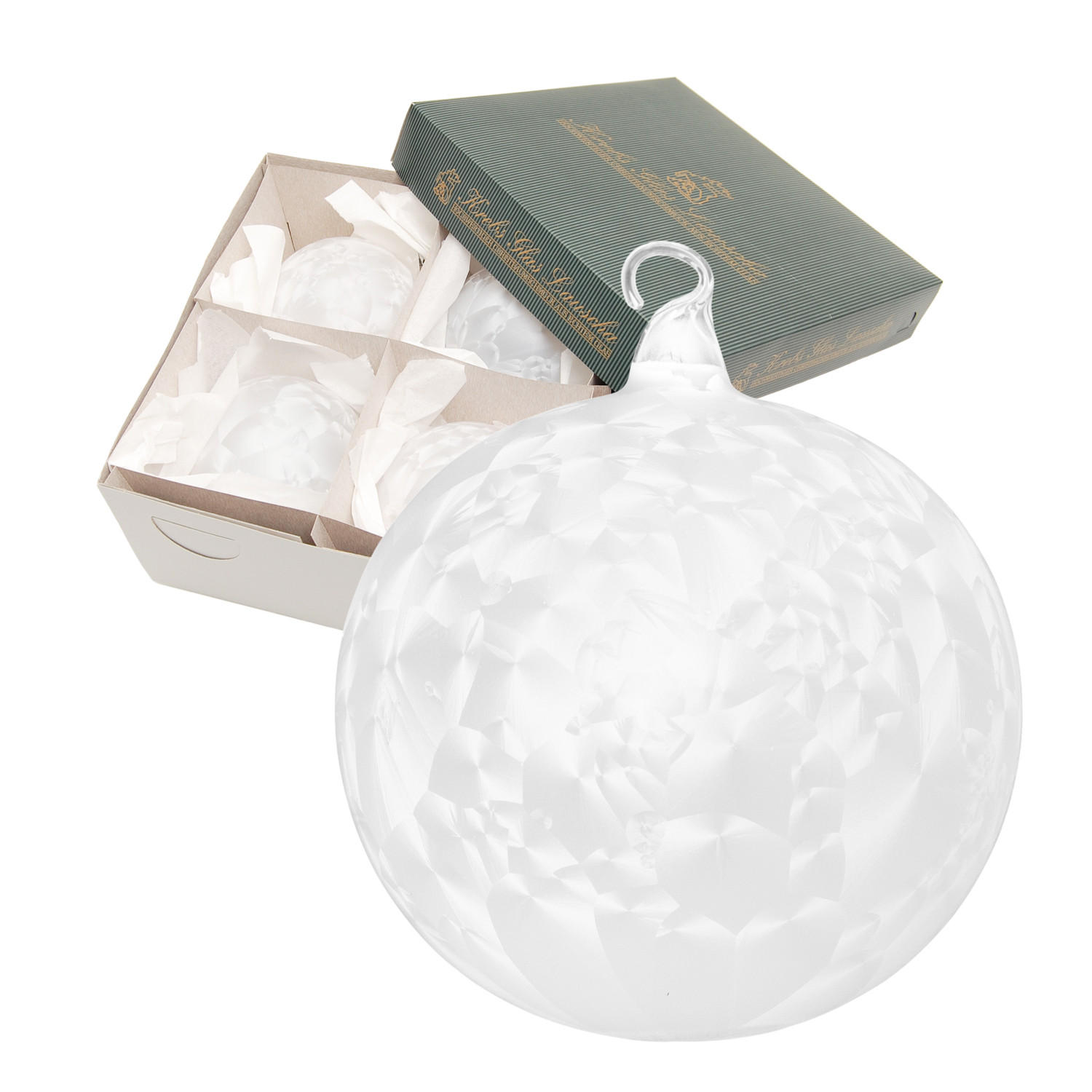 CHRISTBAUMKUGELN Eislack Weiß 10cm (Glas / 4 Stk.) - Weiß, Glas (10/10/10cm) - Krebs Glas Lauscha