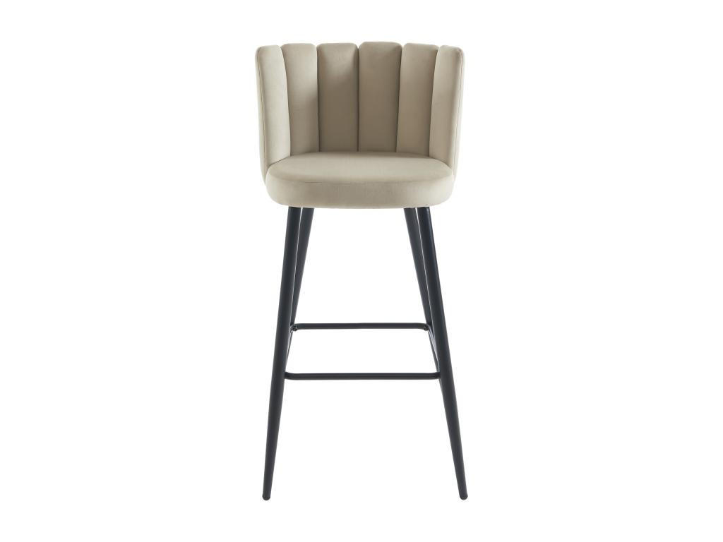 BARHOCKER 2er-Set - Samt & schwarzes Metall - Beige - PRANILA - Beige, Textil (56/102/53cm) - Pascal Morabito