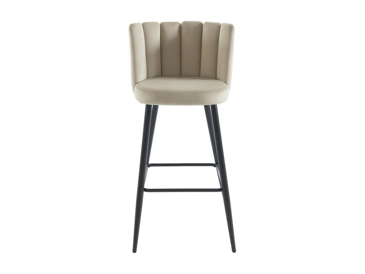 BARHOCKER 2er-Set - Samt & schwarzes Metall - Beige - PRANILA - Beige, Textil (56/102/53cm) - Pascal Morabito