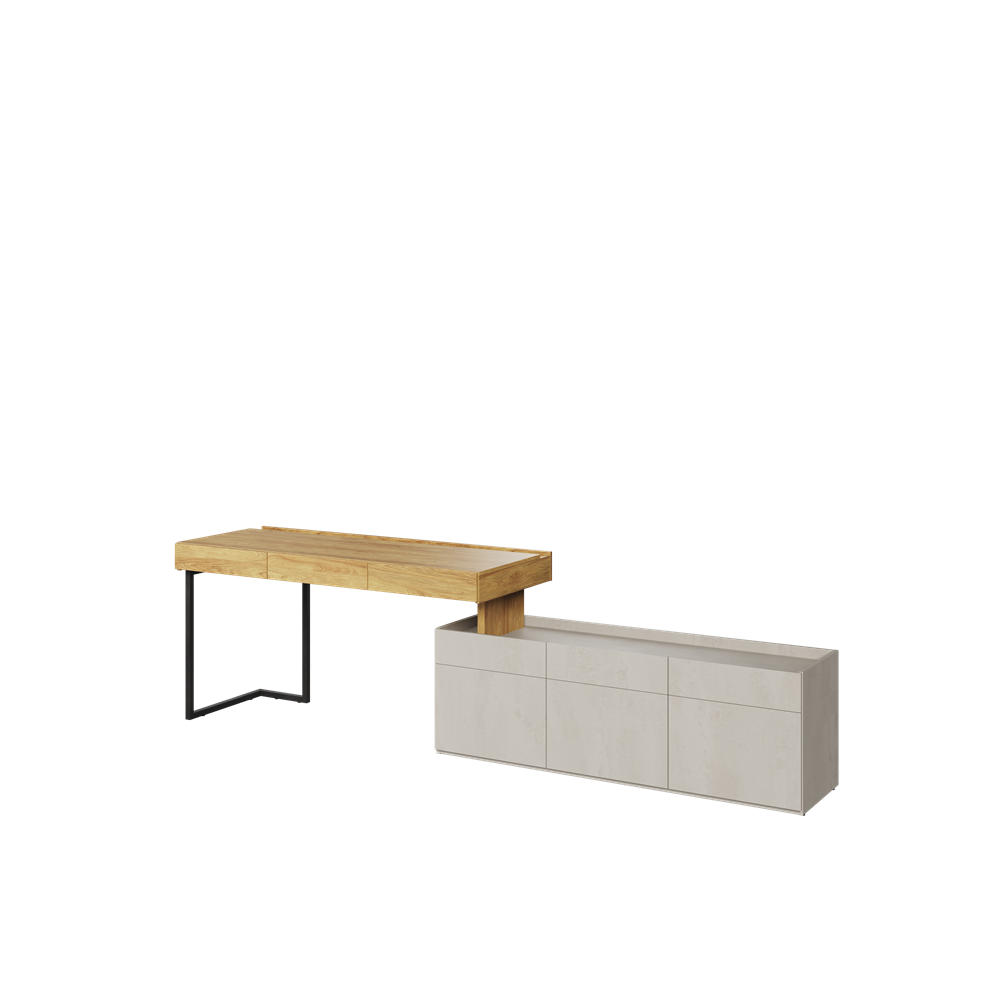 Meblini Kinderzimmer-Set Kaschmir, Eiche, Schwarz 279x76x61 cm