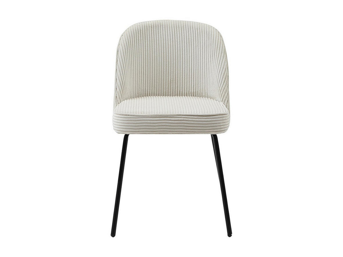 STUHL 2er-Set - Cord & schwarzes Metall - Cremefarben - ALPALI - Creme, Textil (50/83.5/57.5cm) - Vente-Unique