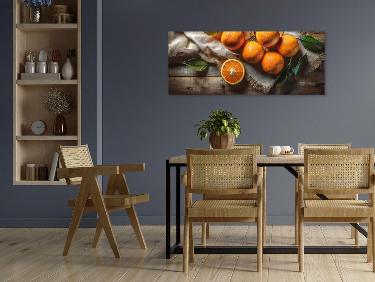 GLASBILD 125x50 cm Bild Küche Orangen - Braun, Glas (125/50cm) - artissimo