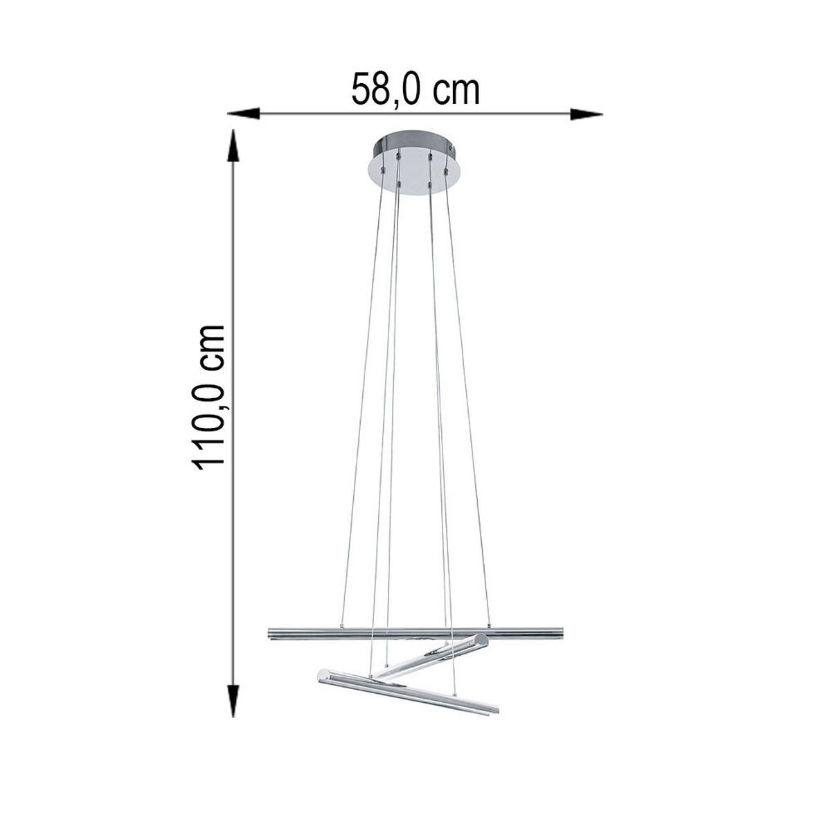 LED HÄNGELAMPE Terros Stahl Silber - Silberfarben, Metall (58/58/110cm)