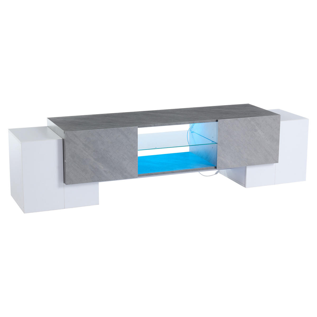 TV LOWBOARD Weiß und Grau 180/40/46 cm - Weiß/Grau, Holzwerkstoff (40/46.5/180cm) - Urban Meuble