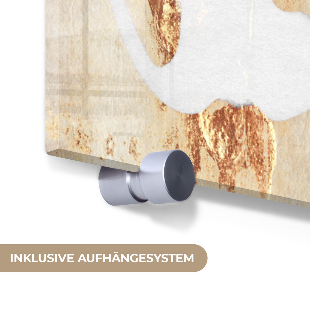 ACRYLGLASBILD Luxus - Abstrakt - Gold - Weiß 40x60 cm - Goldfarben, Glas (40/60cm) - MuchoWow