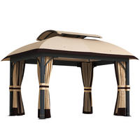 PAVILLON 395/330/294 cm Braun, Beige - Braun, Metall (330/294/395cm) - Outsunny