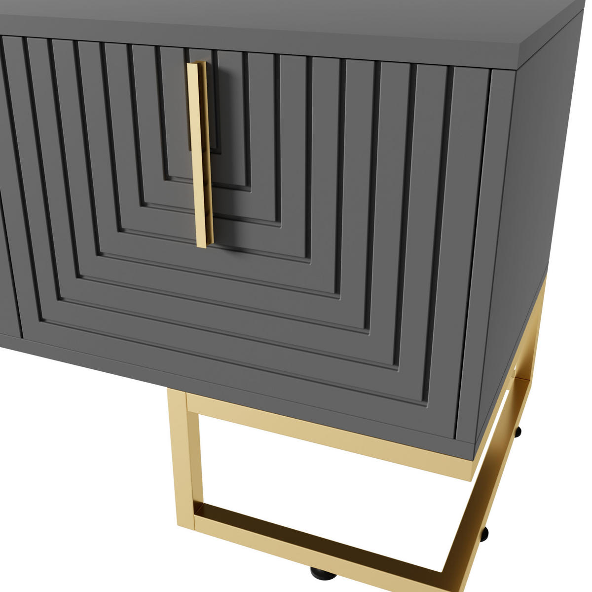 LOWBOARD 170/40/45.5 cm grauschwarz aus Spanplatte mit 4 Türen - Grau, Holzwerkstoff (40/45.5/170cm) - OKMYHOME