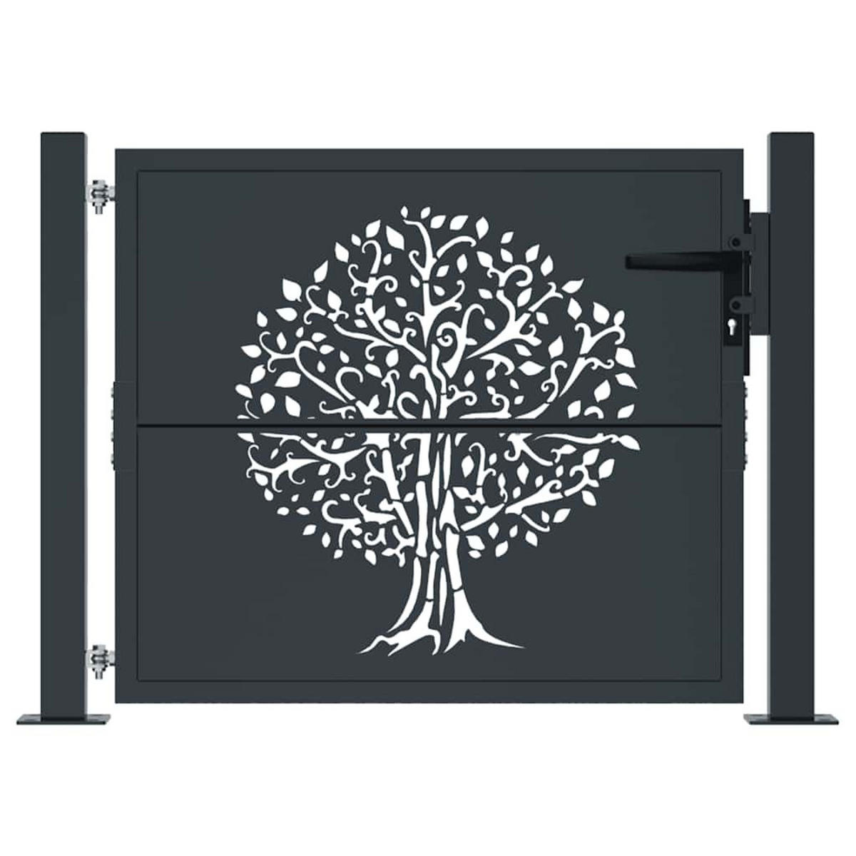 GARTENTOR im Baum-Design, 105/155 cm, aus Stahl, Anthrazit - Grau, Metall (105/105cm) - vidaXL