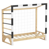 KINDERBETT Fußballtor 70x140 cm Schwarz-Weiß - Hellbraun, Holz (70/150cm) - ML-DESIGN