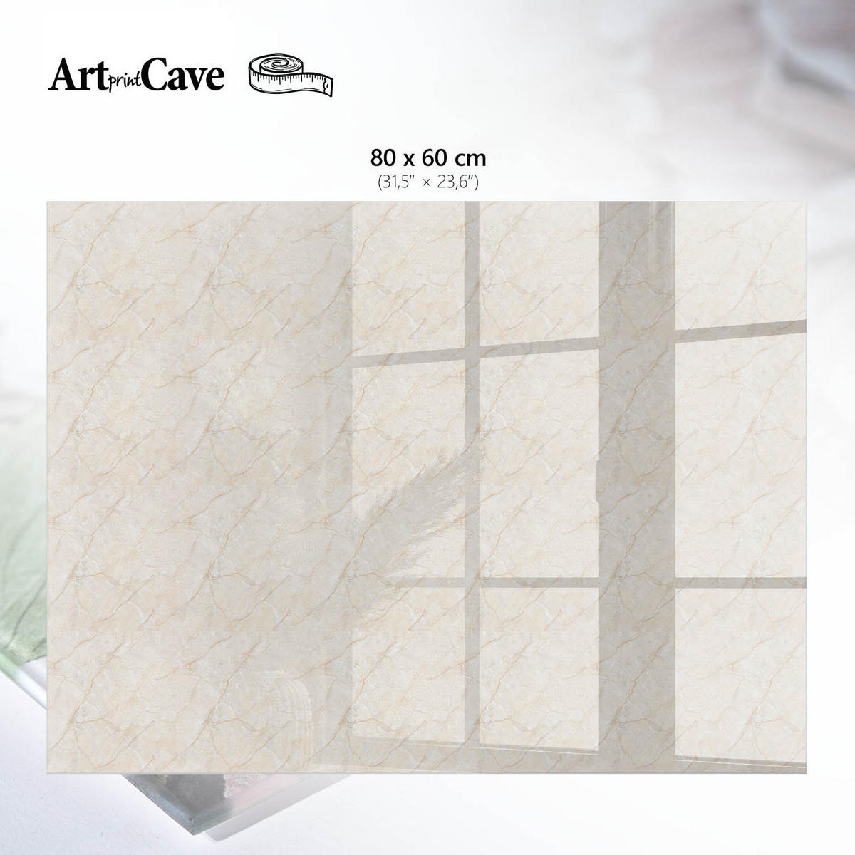 GLASPLATTE 80x60 cm – Cremige Textur - Blau, Glas (0.4/80/60cm) - ArtPrintCave