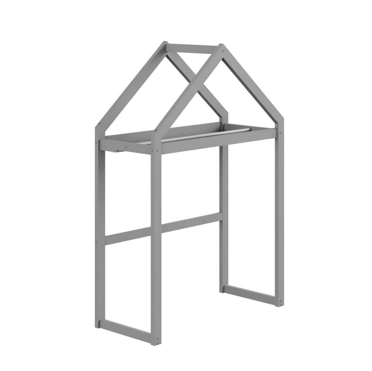 HAUSBETT 90/200 cm grau mit Stauraum und Vollschutzgitter - Grau, Holz (90/200cm) - OKWISH