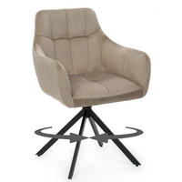 STUHL FANO X drehbar gepolsterter mit Steppung - dunkelbeige - Velour - Hellbraun/Beige, Textil/Metall (58/83/59cm) - NEW HOME