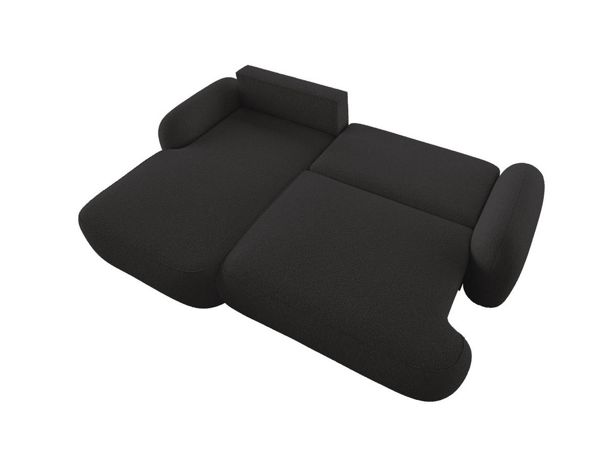 ECKSOFA MIVARO Schlaffsofa Boucle Schwarz (LINKS) - Schwarz, Textil (176/276cm) - Luxkor24