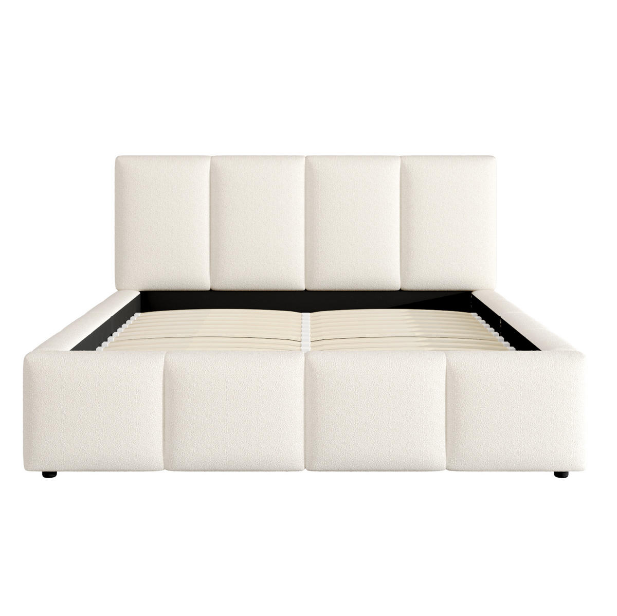 POLSTERBETT 180/200 cm Beige aus Bouclé mit Lattenrost - Beige, Textil - OKMYHOME