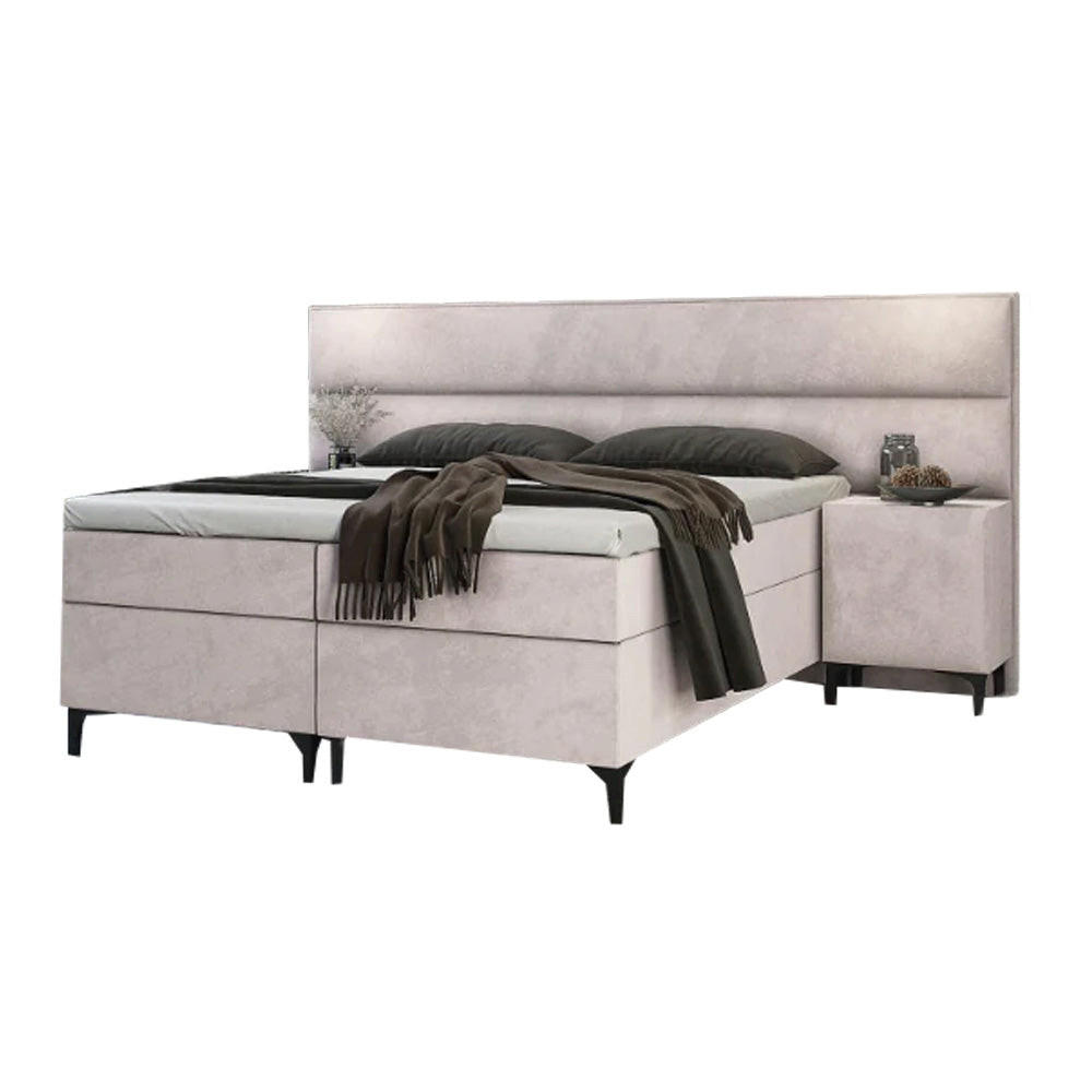 BOXBETT Tito Bonellfederkern inkl. 2x Nachttisch und Topper T-30 - BOXBETT mit Bettkasten - Creme, Holz/Holzwerkstoff (180/200cm) - Best For Home