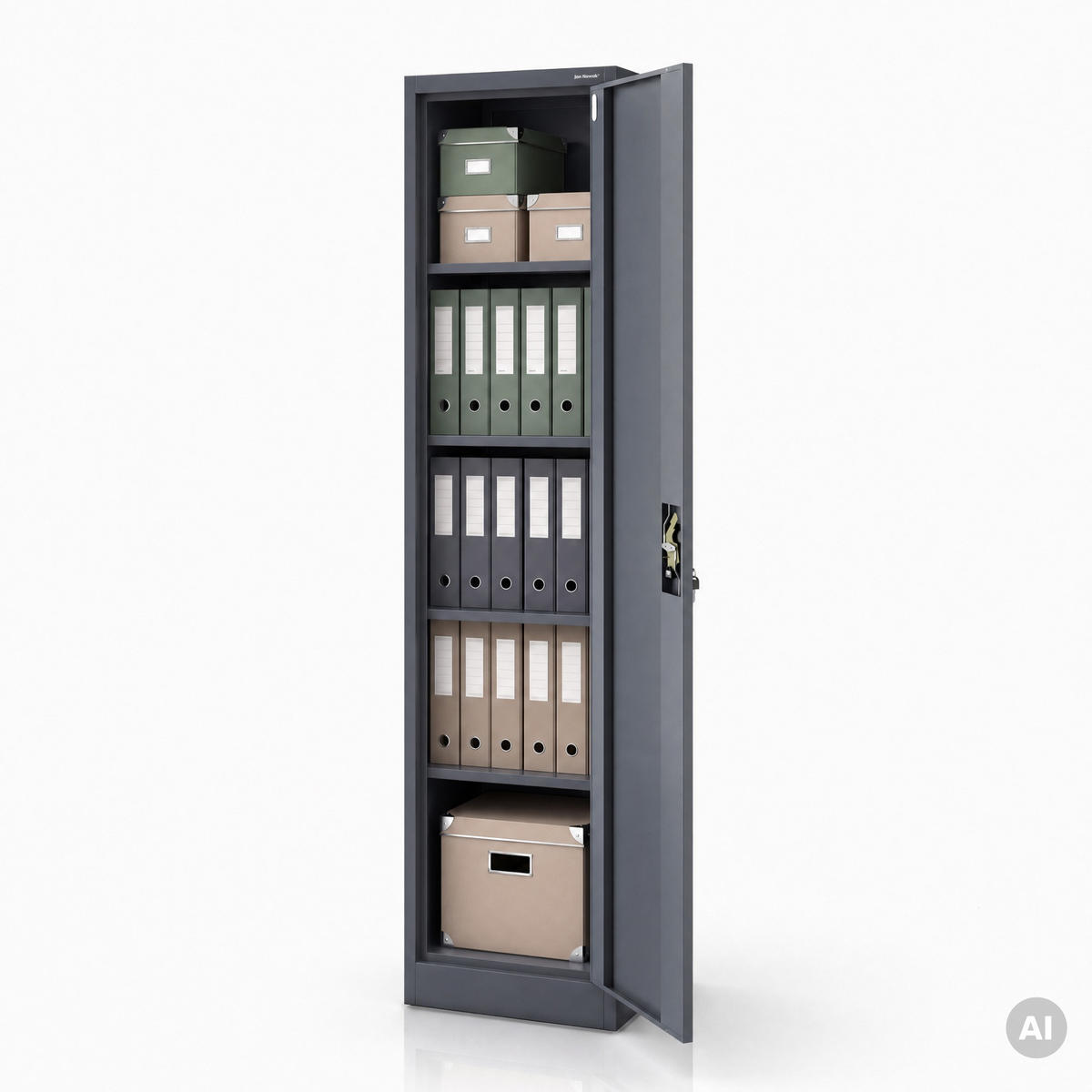 BÜRO Aktenschrank ALEX - Anthrazit, Metall (45/185/40cm) - Jan Nowak