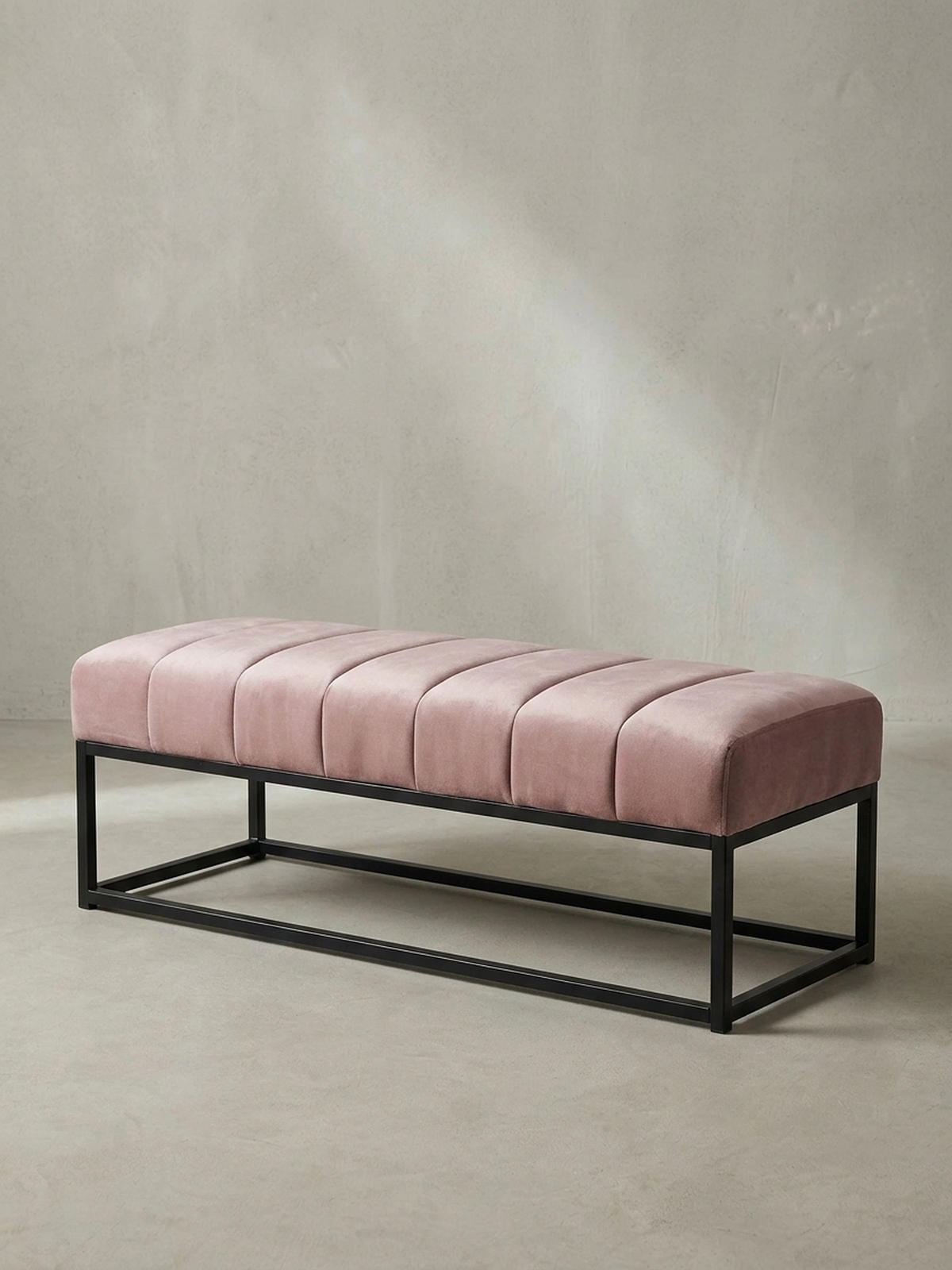 SITZBANK Samt Metallgestell gepolstert, Rosa 108x40x40 cm - Pink/Schwarz, Textil/Metall (108/40/40cm) - KADIMA DESIGN