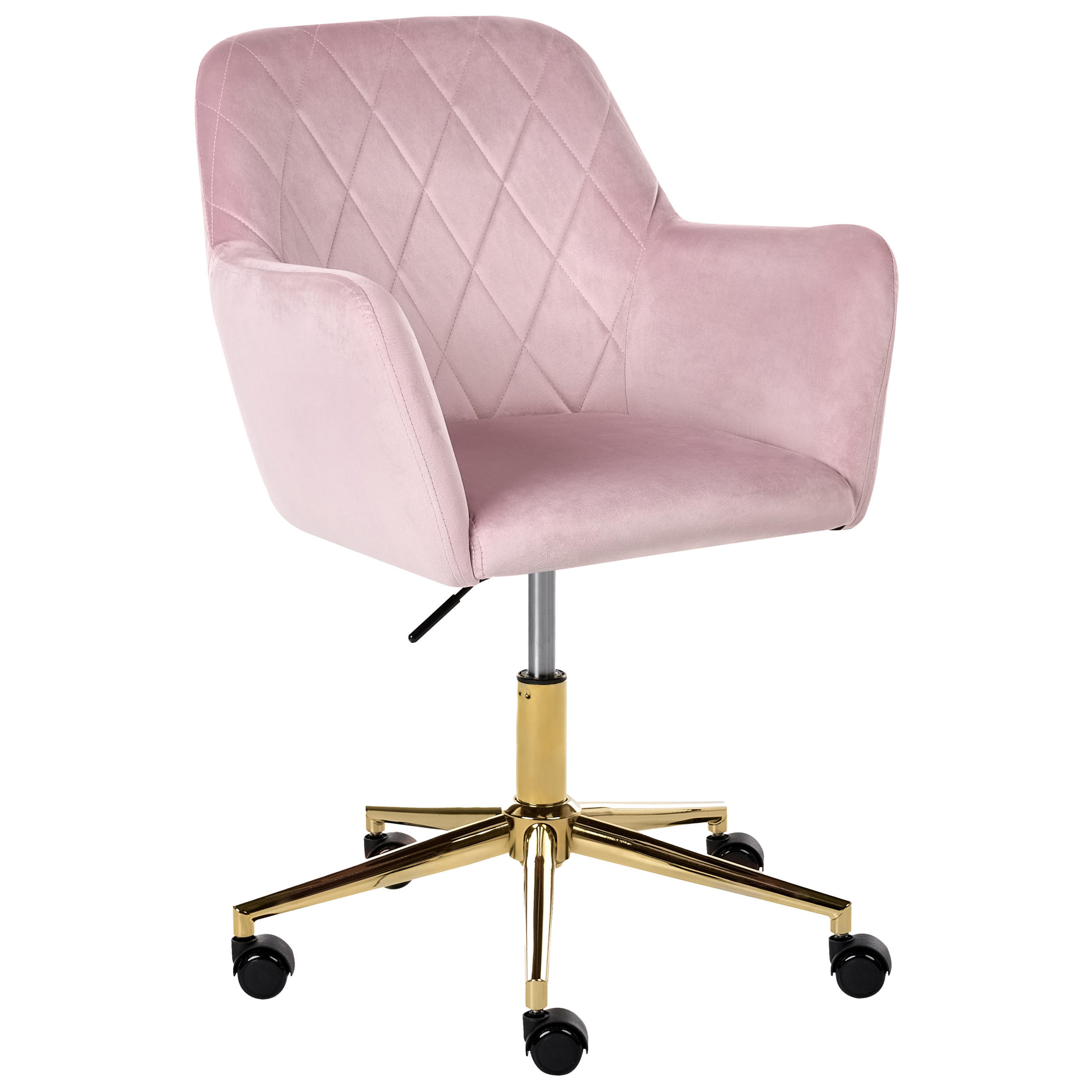 SCHREIBTISCHSTUHL Samtstoff Pastellrosa Leloria - Pink, Textil (60/83/60cm) - Beliani