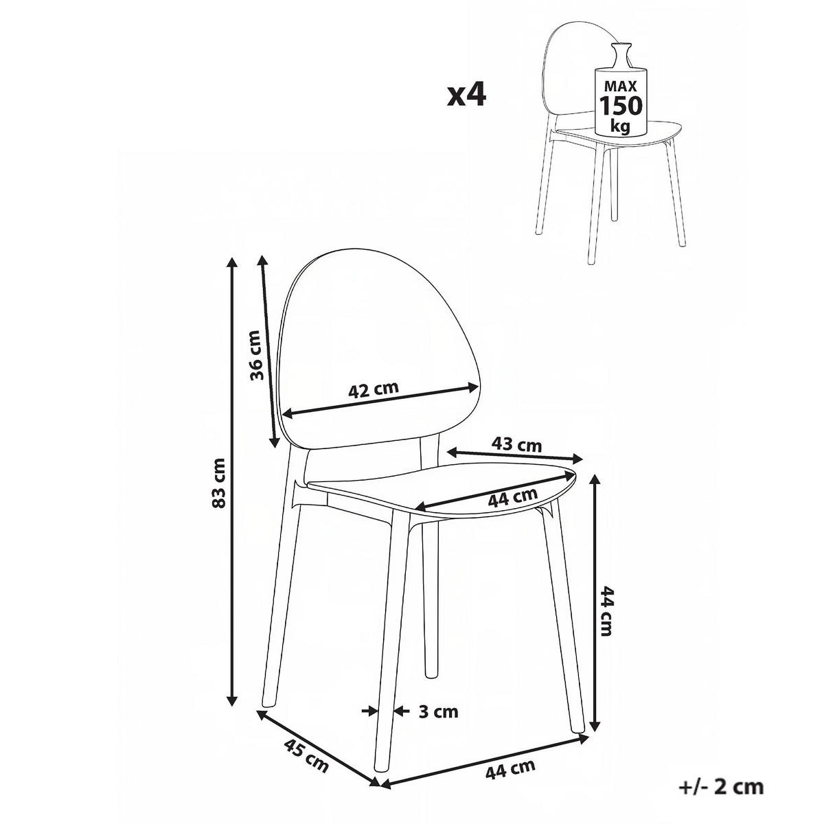 GARTENSTUHL 4er-Set Braun Ceara - Braun, Kunststoff (44/83/45cm) - Beliani