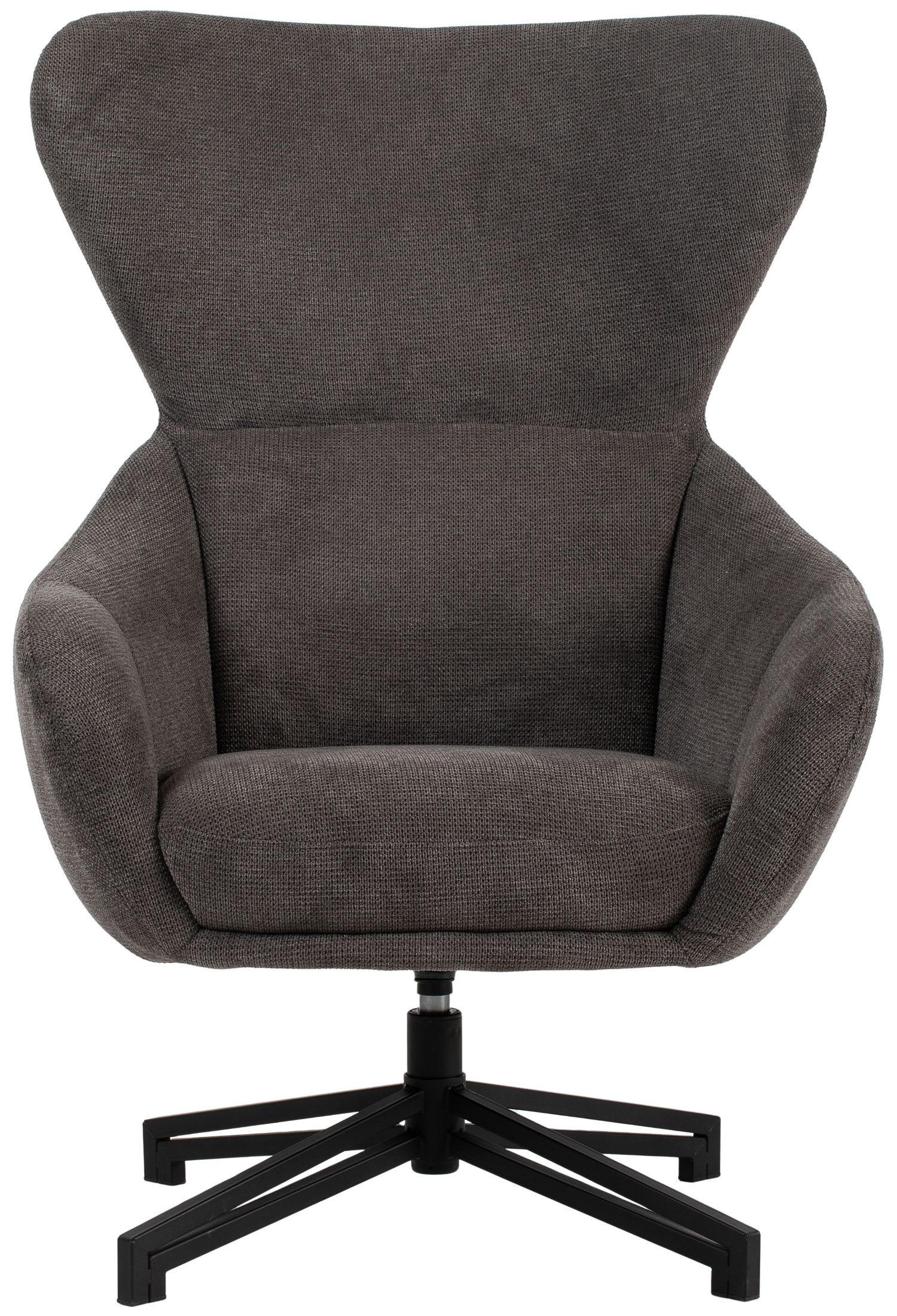 OHRENSESSEL Marconia - drehbar - dunkelgrau - Dunkelgrau/Schwarz, Textil/Metall (74/109/80cm) - bene living