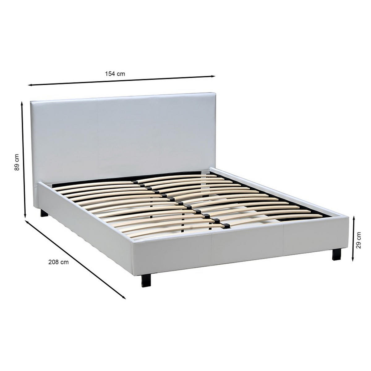 DOPPELBETT ATLANTA / 140x190- Weiß - Weiß, Holzwerkstoff (140/190cm) - Weber Industries