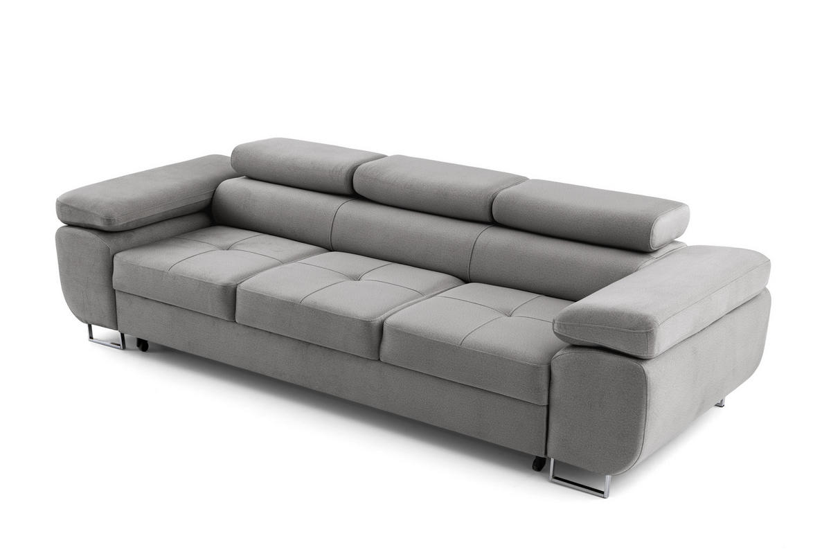 3-SITZER-SOFA WILD Grau - Chromfarben/Grau, Holz/Textil (262/90/102cm) - Muffo