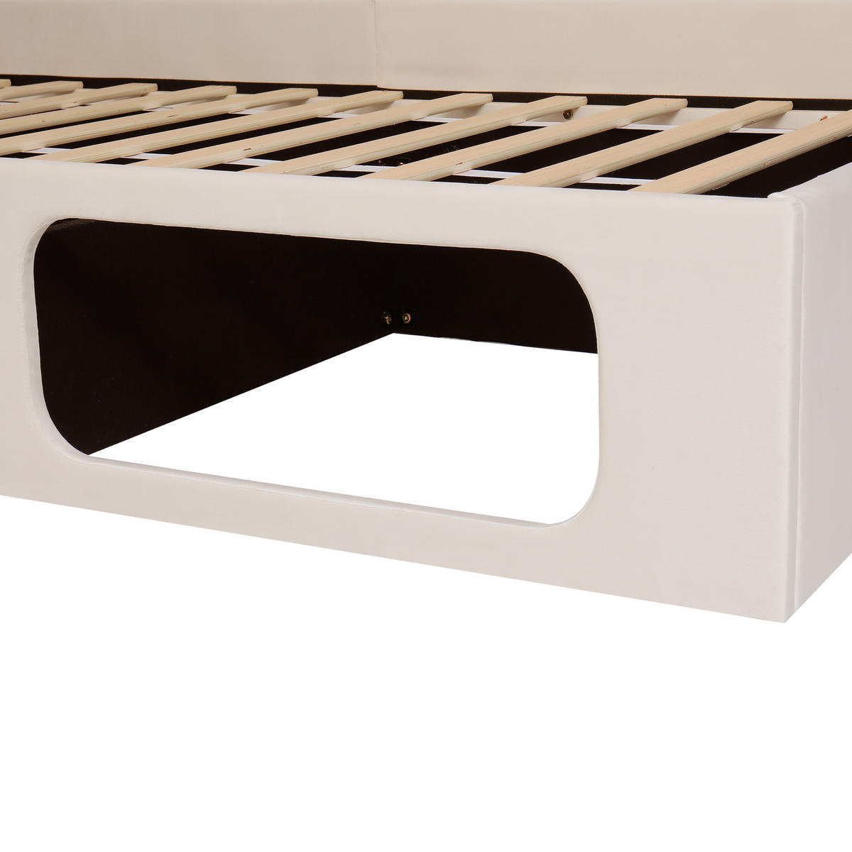 POLSTERBETT aus Samt 90x200 cm in Beige mit LED & USB/Type-C - Beige, Textil (90/200cm) - Modfu